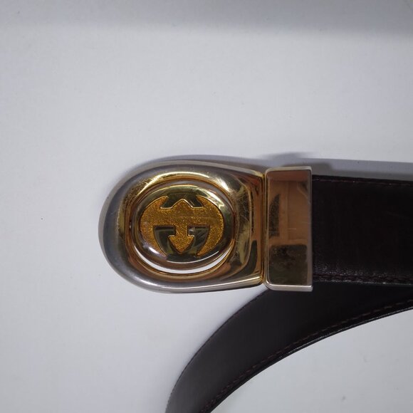 Vintage Gucci Reversible GG Black Brown Leather Belt - Picture 2 of 15